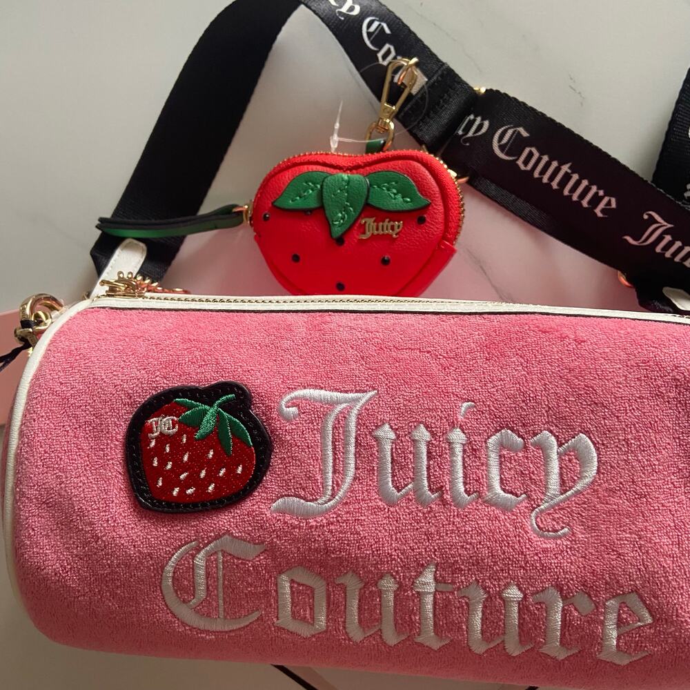 Juicy Couture Sweet N Juicy Apple Mini Barrel Bag w Strawberry Coin Pouch -- NWT